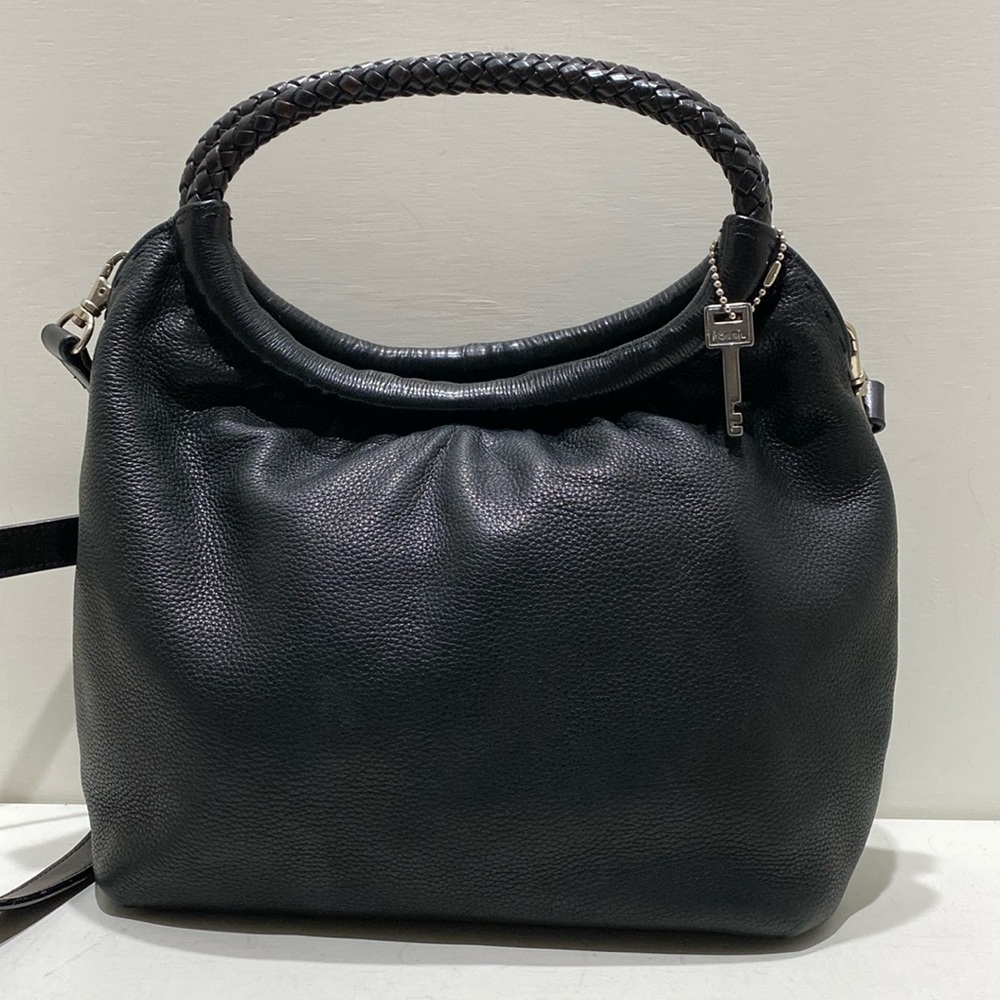 FOSSIL (ZB 8692) Black Pebbled Leather Handbag / Crossbody Bag